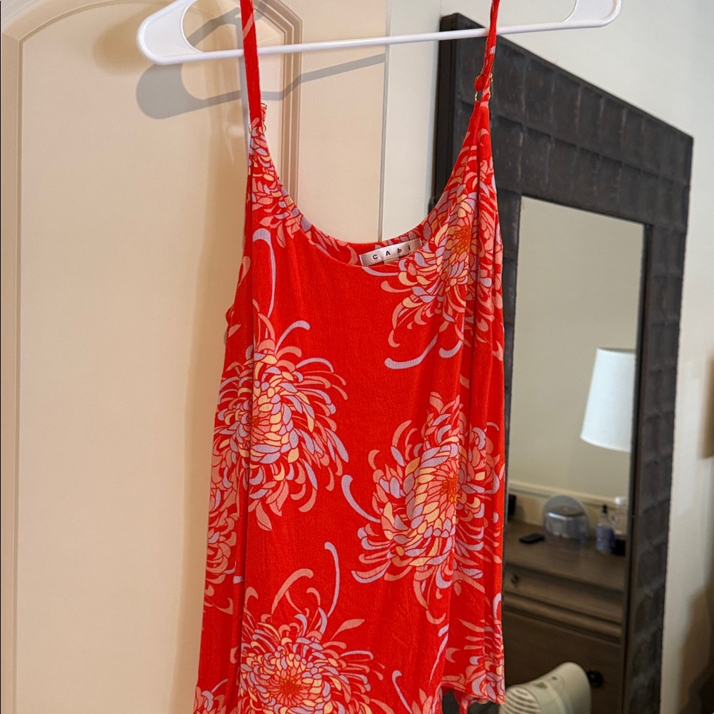 CAbi Red and Orange Floral Top